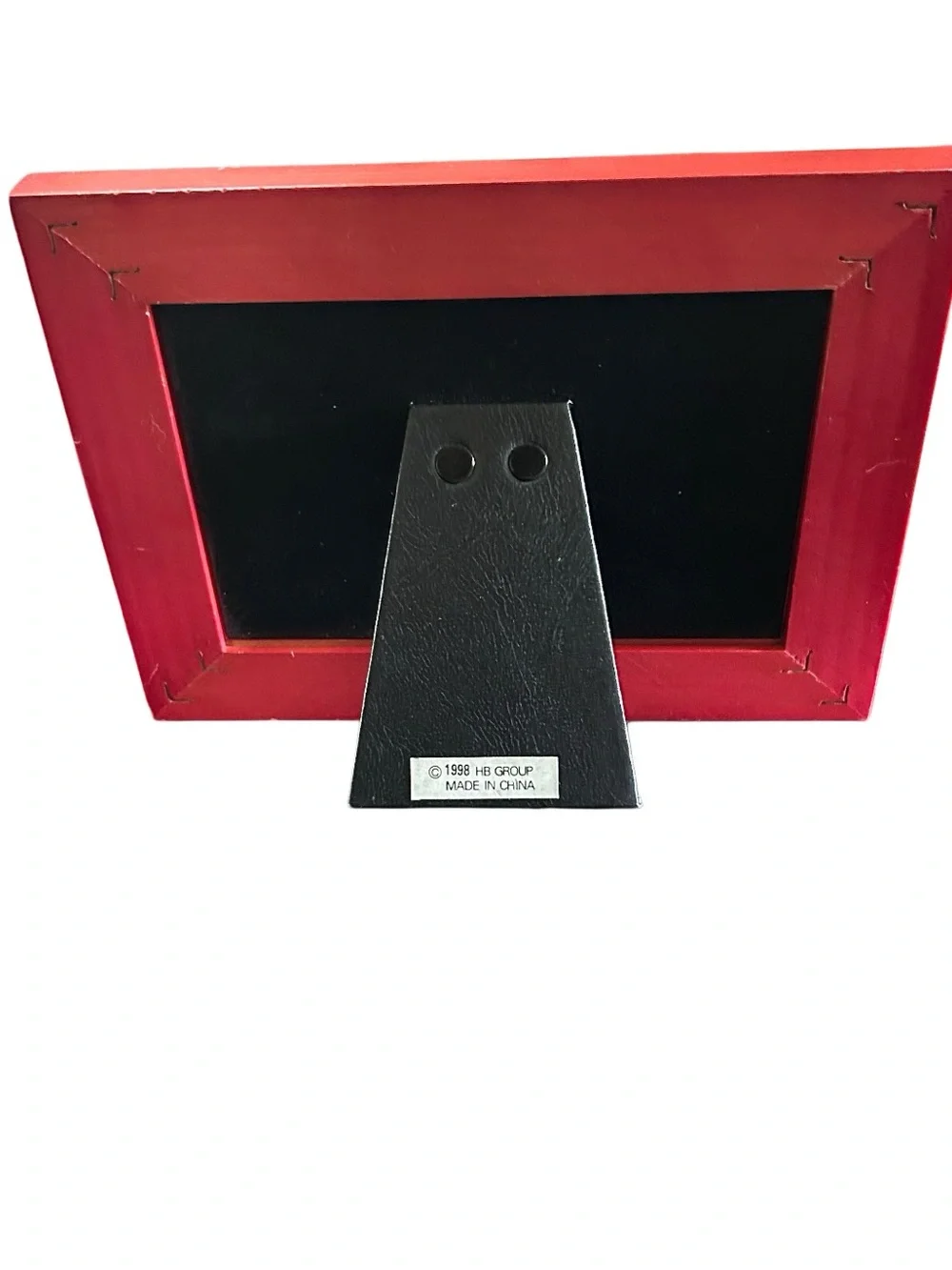 Vintage 1998 Red Wooden Photo Picture Frame By Rare Woods Silver “Party” Emblem